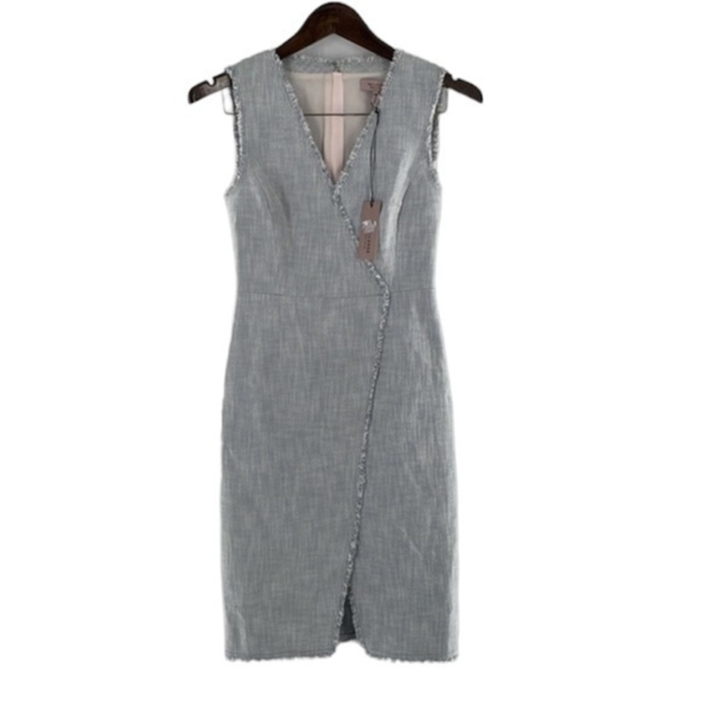 REBECCA TAYLOR Grey Snow Slub Suiting dress